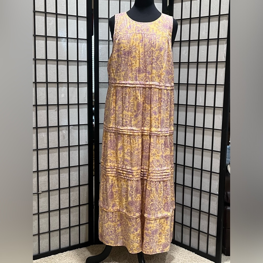 J. Jill Yellow and Lavender Paisley Maxi Dress